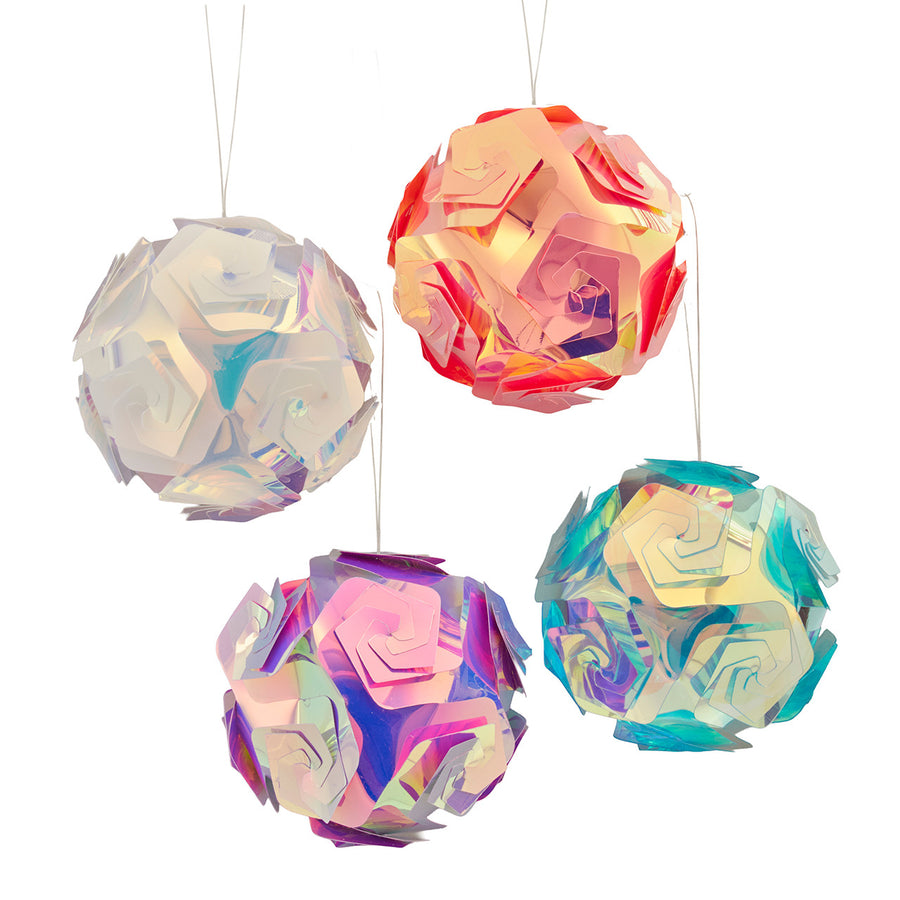 Iridescent Foil Pink, Purple, White & Blue Ball Ornaments