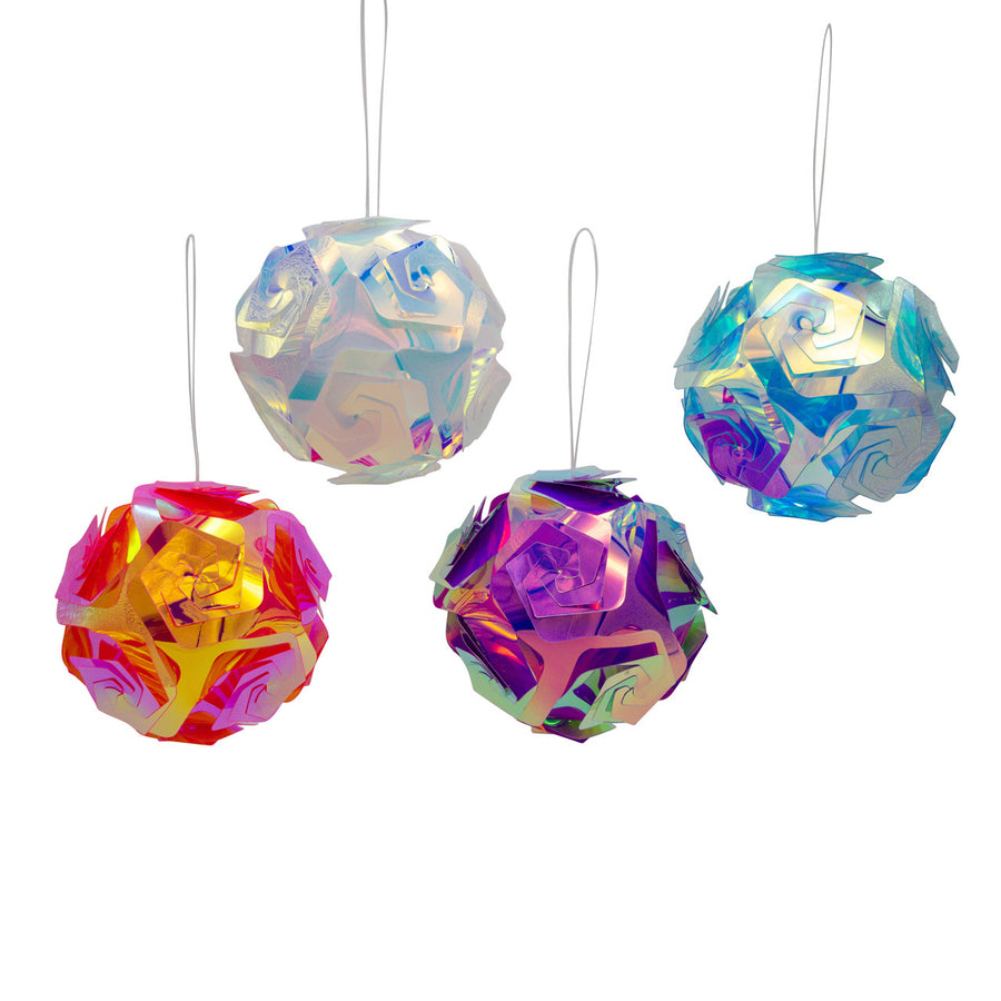 Iridescent Foil Pink, Purple, White & Blue Ball Ornaments
