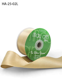 2.5 Inch Classic Double Faced Satin Ribbon with Woven Edge – HA-25-02L DARK CHAMPAGNE LUSTER