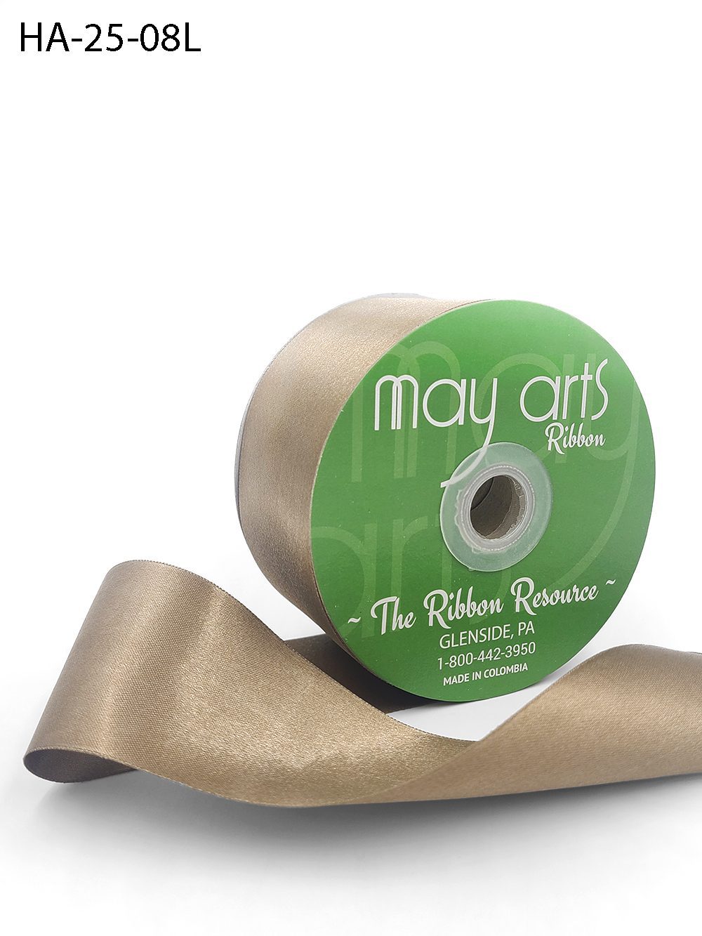 2.5 Inch Classic Double Faced Satin Ribbon with Woven Edge – HA-25-08L TAUPE LUSTER