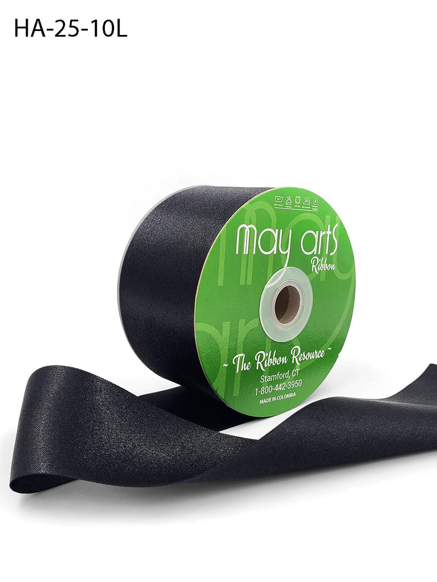 2.5 Inch Classic Double Faced Satin Ribbon with Woven Edge – HA-25-10L BLACK LUSTER