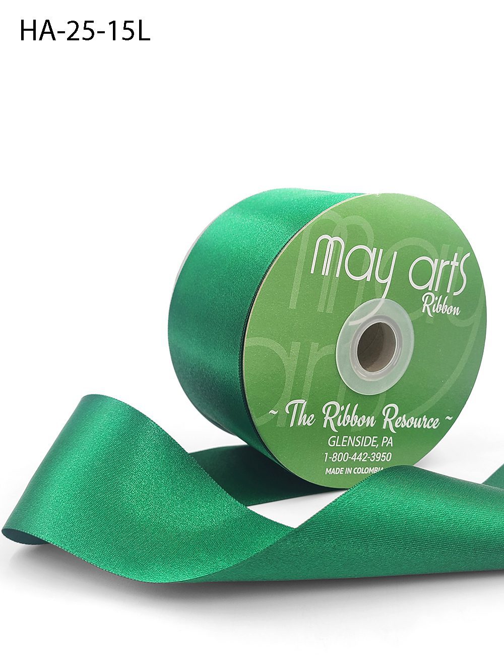 2.5 Inch Classic Double Faced Satin Ribbon with Woven Edge – HA-25-15L GREEN LUSTER