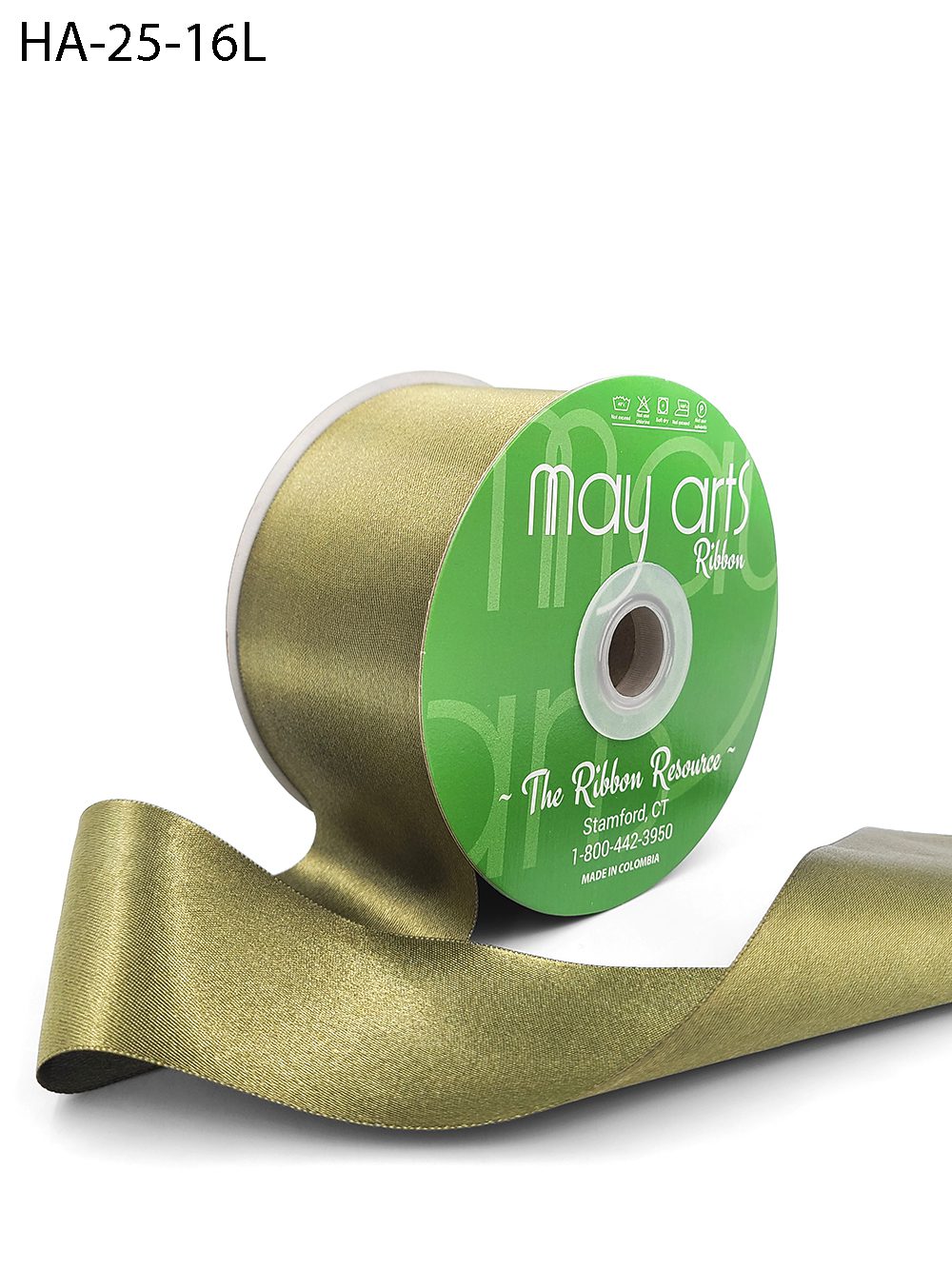2.5 Inch Classic Double Faced Satin Ribbon with Woven Edge – HA-25-16L OLIVE LUSTER