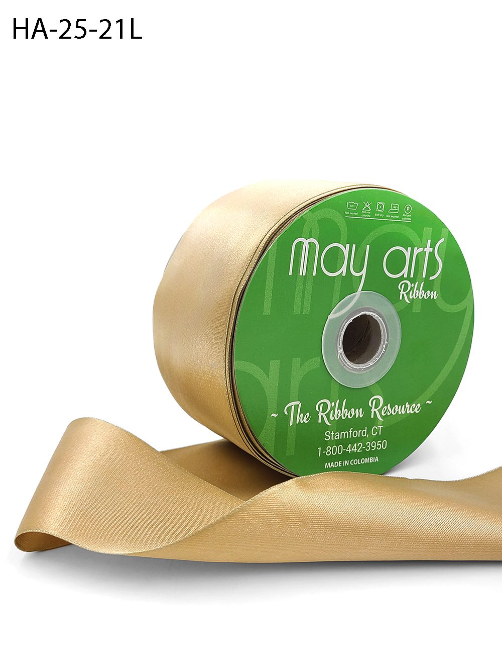 2.5 Inch Classic Double Faced Satin Ribbon with Woven Edge – HA-25-21L NEW GOLD LUSTER