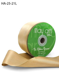 2.5 Inch Classic Double Faced Satin Ribbon with Woven Edge – HA-25-21L NEW GOLD LUSTER