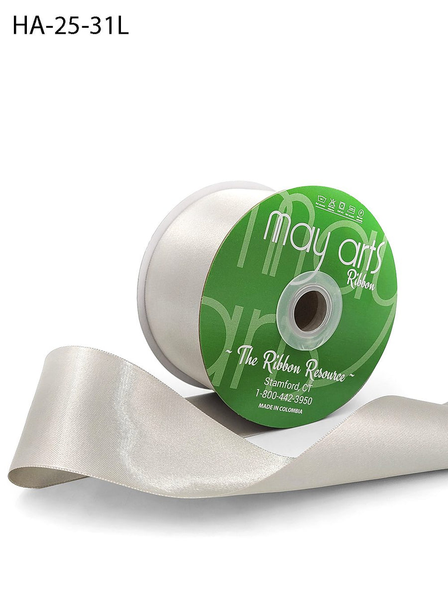 2.5 Inch Classic Double Faced Satin Ribbon with Woven Edge – HA-25-31L SILVER LUSTER