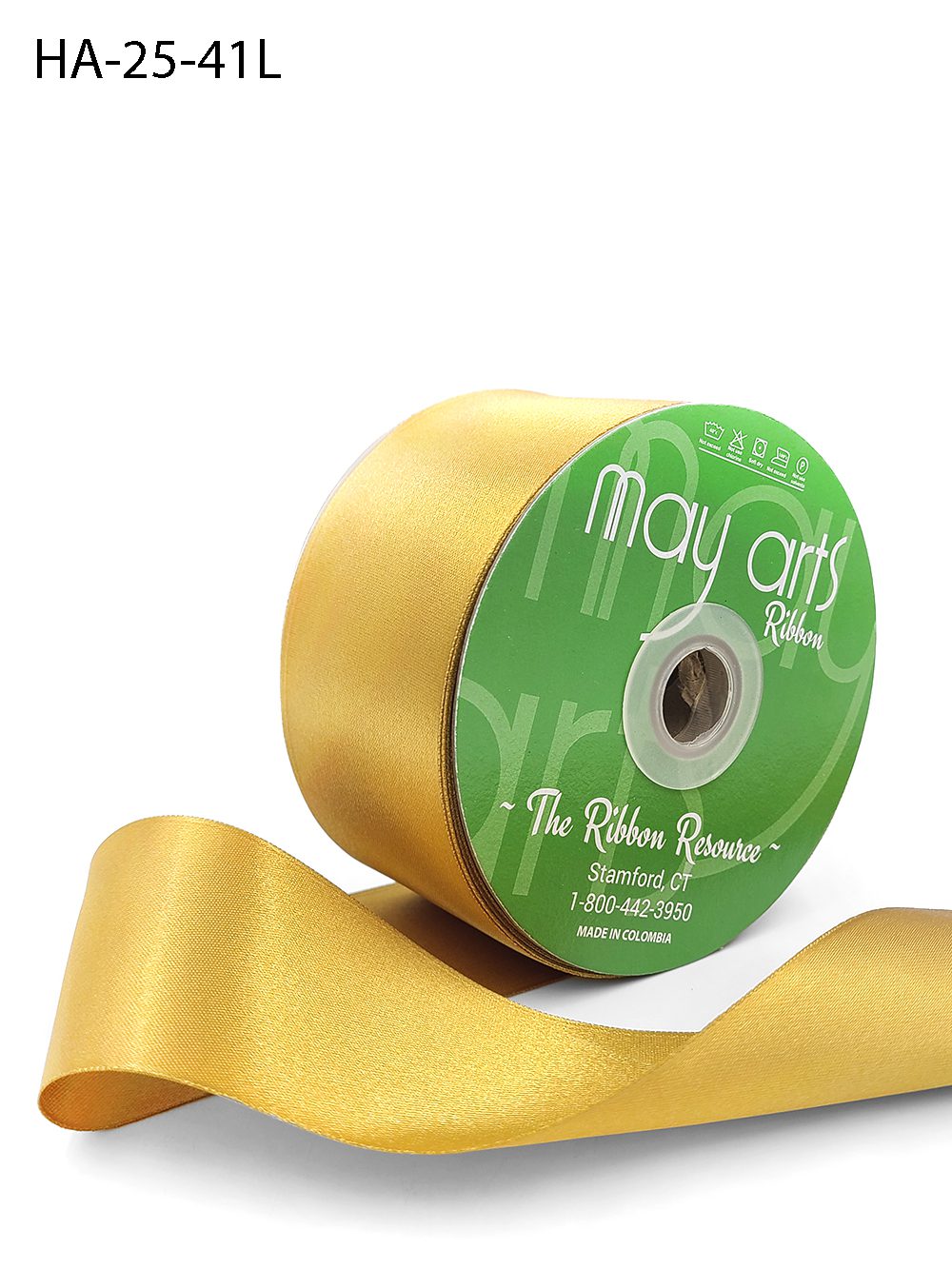 2.5 Inch Classic Double Faced Satin Ribbon with Woven Edge – HA-25-41L TRUE GOLD LUSTER