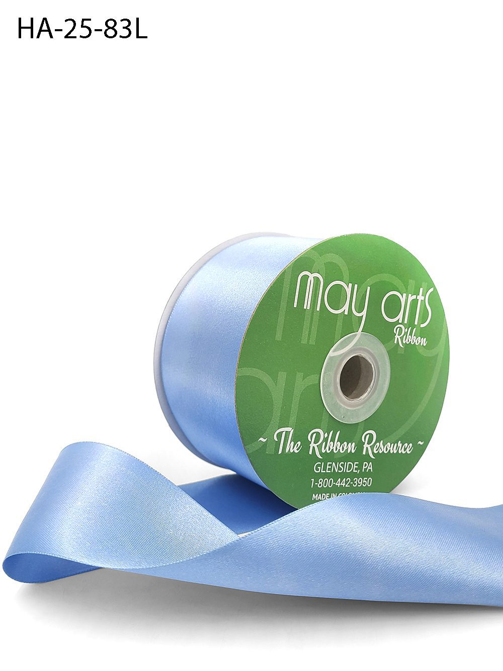 2.5 Inch Classic Double Faced Satin Ribbon with Woven Edge – HA-25-83L DUSTY BLUE LUSTER