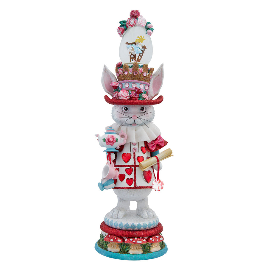 18" Hollywood Nutcrackers™ White Rabbit With Water Globe Hat Nutcracker