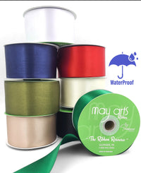 ~2.5 Inch Waterproof and Weather Resistant Luster Double Faced Satin Ribbon with Woven Edge – HAW-25-01L WHITE