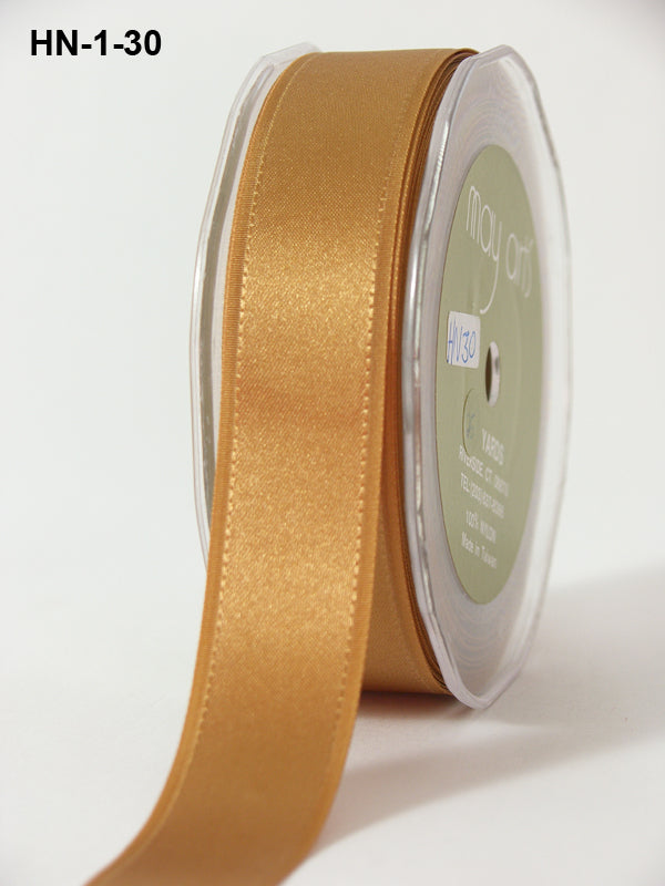 1 Inch Satin Ribbon with Woven Grosgrain Edge – HN30 – GOLD