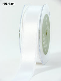 1 Inch Satin Ribbon with Woven Grosgrain Edge – HN01 – WHITE
