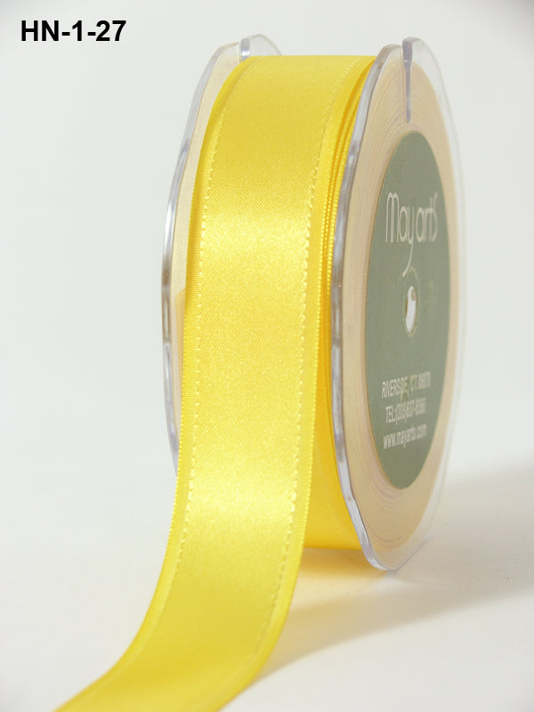 1 Inch Satin Ribbon with Woven Grosgrain Edge – HN27 – YELLOW