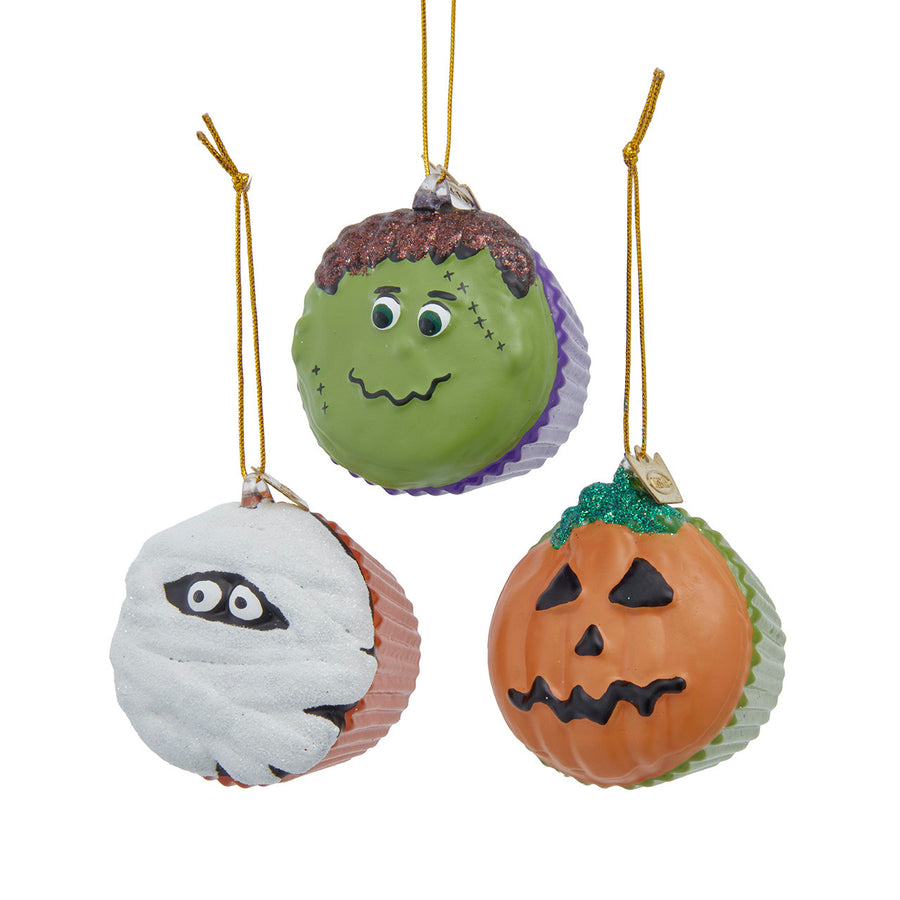 Noble Gems™ Glass Halloween Cupcake Ornaments