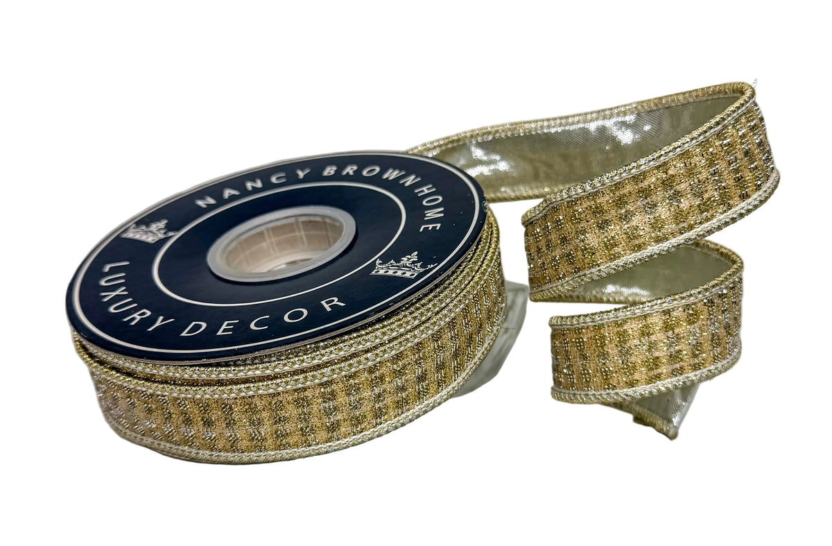 Pre-Order 2026- Gold Dazzle Double Faced 1" x 10Y Wired Ribbon