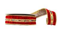 Red Velvet Multi Gem and Gold Trim 1.5