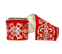 Red & Gold Multi Embroidered with Sequin Velour Velvet 4