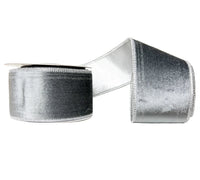 Gray Soft Velvet Metallic Dupioni Double Fused Double Sided 2.5