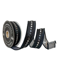 Pre-Order 2026- 1.5” x 10Y Black and Silver Double Sided Wired Ribbon