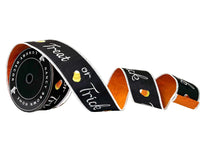 Pre-Order 2026-Little Frights & Delights Black Trick or Treat Double-Faced Wired Ribbon 2.5