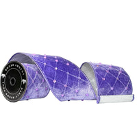 Pre-Order 2026- Purple Velvet Gum Drops Double Faced Silver Wired Ribbon