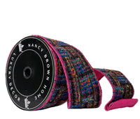 Pre-Order 2026- Multi Colored And Hot Pink Tweed Doublesided Wired Ribbon 2.5