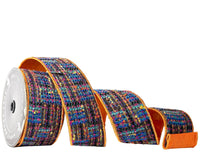 Pre-Order 2026- Tweed with Orange Piping and Backing Doublesided Wired Ribbon 2.5