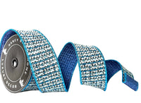 Pre-Order 2026- Metallic Blue Tweed  Piping and Backing Double Sided Wired Ribbon 2.5