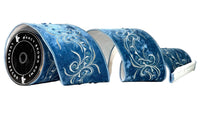 Pre-Order 2026- Blue Velvet Embroidery And White Double Faced Wired Ribbon 4
