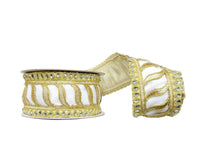 Gold & Ivory Elegant Jeweled Trim Velvet Gold Backing 2.5