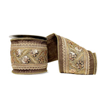 Sequin Woven Trim Brown and Copper Wired Ribbon 4