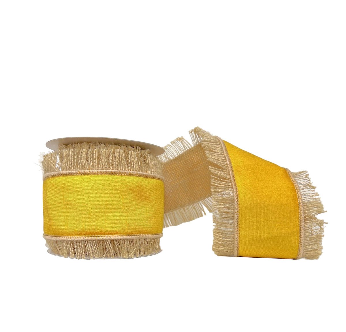 Yellow Dupion Fringe Wired 4" x 5Y Ribbon