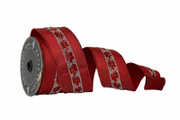 Pre-Order 2026- Shimmer & Shine Red Trim on Red Double Faced Wired Ribbon 2.5