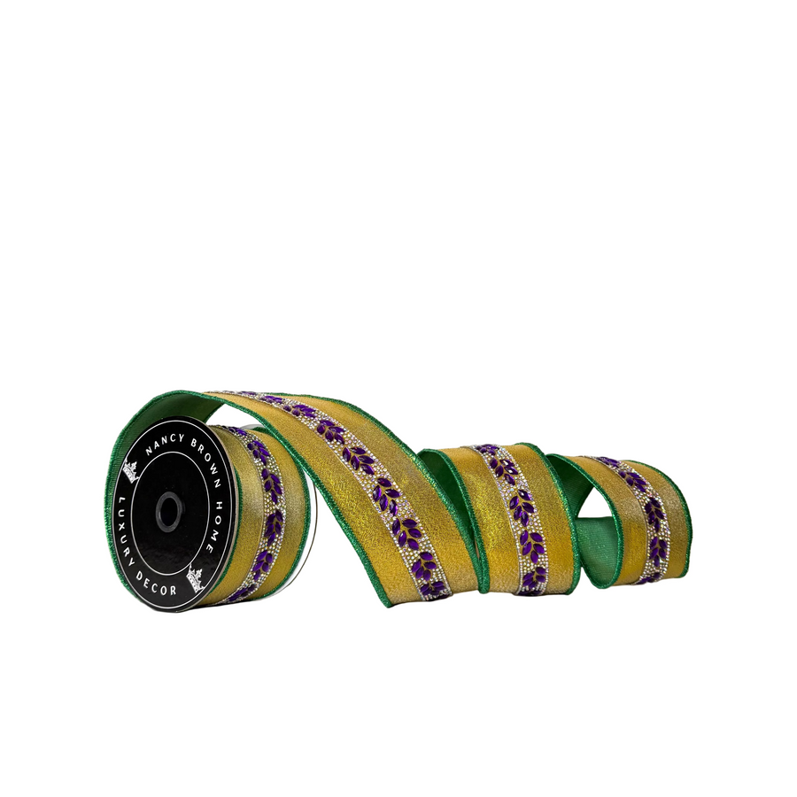 Pre-Order 2026- Shimmer & Shine Gold,Purple and Green 2.5" x 5Y Double-Faced Wired Ribbon