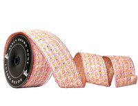 Pre-Order 2026- Pink Tweed  Piping and Backing Doublesided Wired Ribbon 2.5