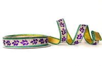 Pre-Order 2026- Shimmer & Shine Mardi Gras Purple, Green and Gold Double-Faced Wired Ribbon Green Piping