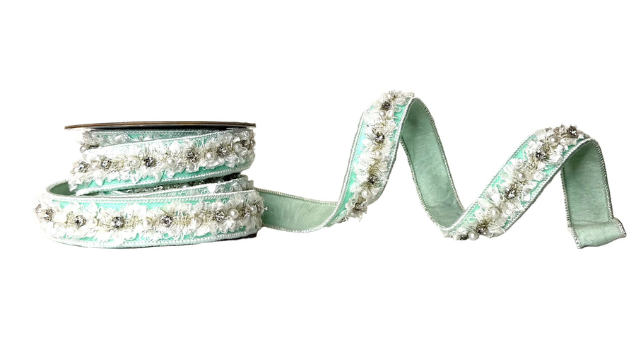 Pre-Order 2026- The Ba Bam Collection- Mint Pearl & Diamond  1""x10Y RIBBON
