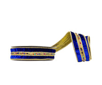 Blue Multi Jeweled Trim Velvet 1.5