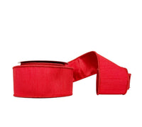 Red Dupioni Double Fused Double SIded Metallic Red Dupion Wired Ribbon 2.5
