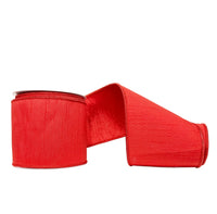 Red Dupion Double Fused Double SIded Metallic Red Dupion Wired Ribbon 4