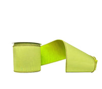 Lime Green Dupioni Double Fused Double SIded Metallic Lime Green Dupioni Wired Ribbon 4