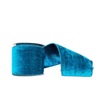 Velvet Metallic Turquoise Dupion Double Fused Double Sided Wired Ribbon 4