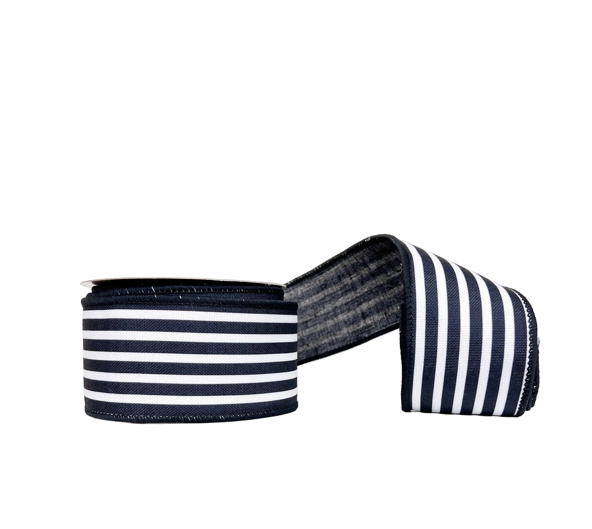 Black & White Horizontal Stripe 2.5" x 10Y Wired Ribbon
