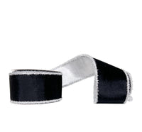 Halloween Collection- Black Viscose Velvet & Silver with Silver Tinsel Trim 2.5