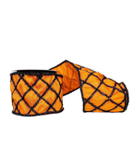 Halloween Collection- Orange Tinsel Black Diamond Dupioni RIbbon 4