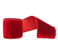 Red Sheldon Velvet Double Fused Double SIded Metallic Red Wired Ribbon 4