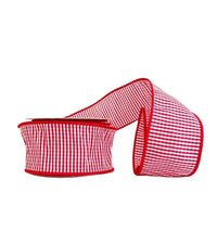 Red & White Mini Checks Taffeta Wired Ribbon 2.5