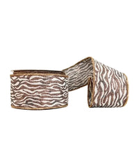 Copper Wild Jacquard Wired Ribbon 2.5