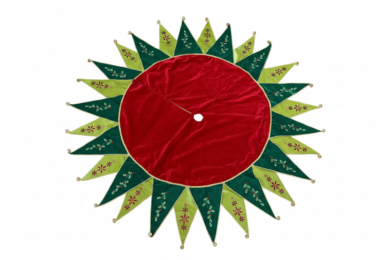 Pre-Order 2026- The Jingle & Jest Collection Velvet Embroidered & Embellished Tree Skirt