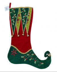 The Jingle & Jest Collection Velvet Embroidered & Embellished Stocking